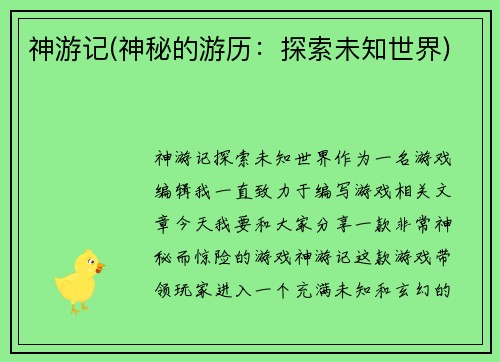 神游记(神秘的游历：探索未知世界)